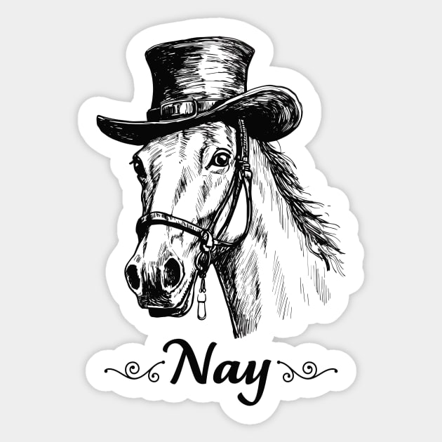 Nay - Classy Horse Illustration Sticker by Mad Swell Designs